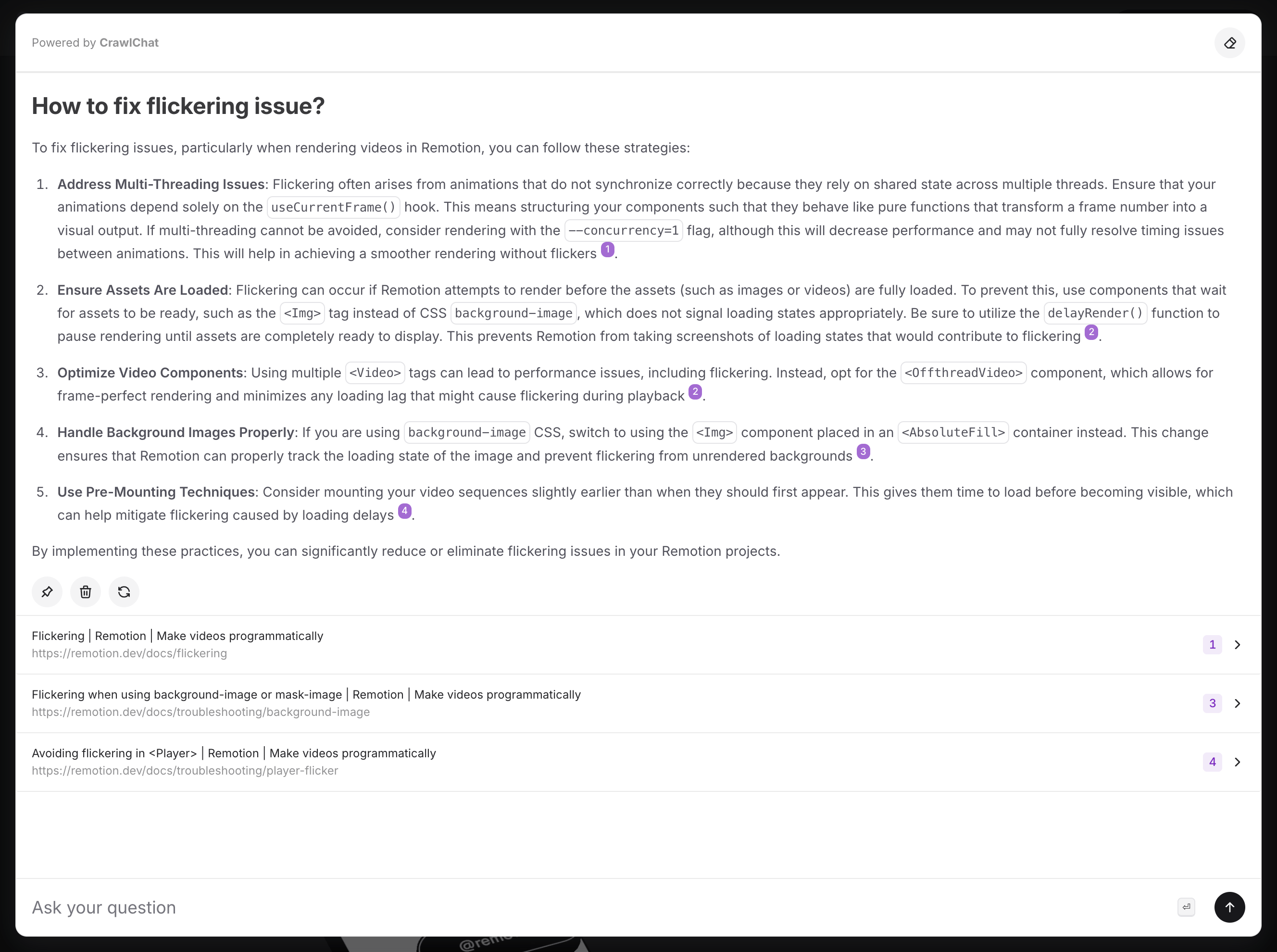 Ask AI chatbot powered by CrawlChat