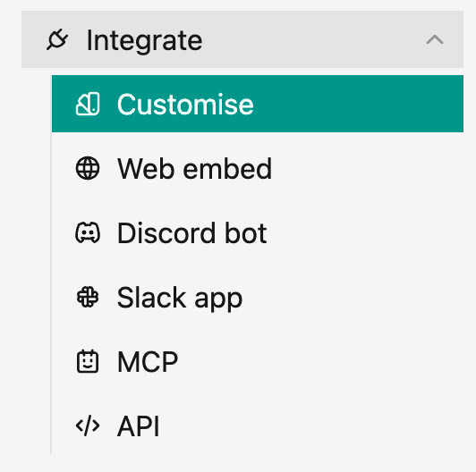Integrate menu