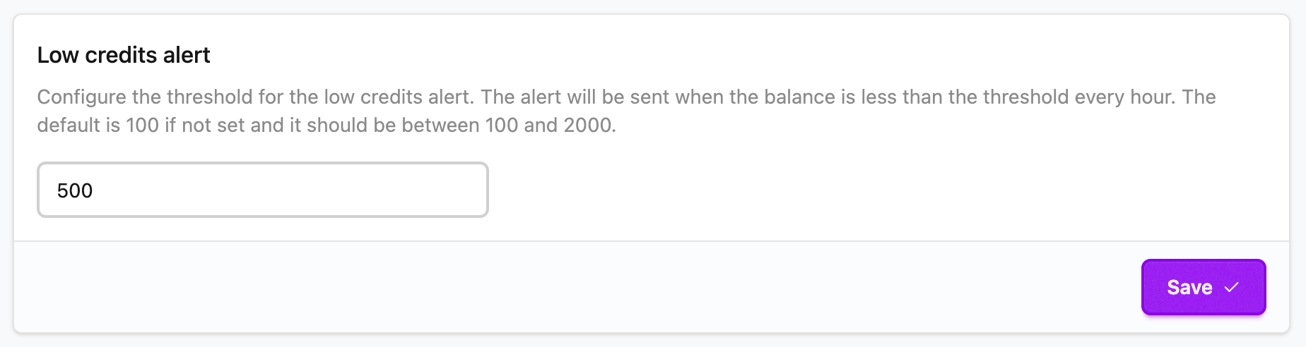 Configure low credits threshold